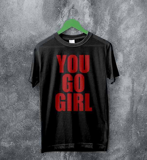 Jax Iconic T-Shirt Quote Women's Day Shirt You Go Girl Happy Bunny Tee - Black - WorldWideShirt