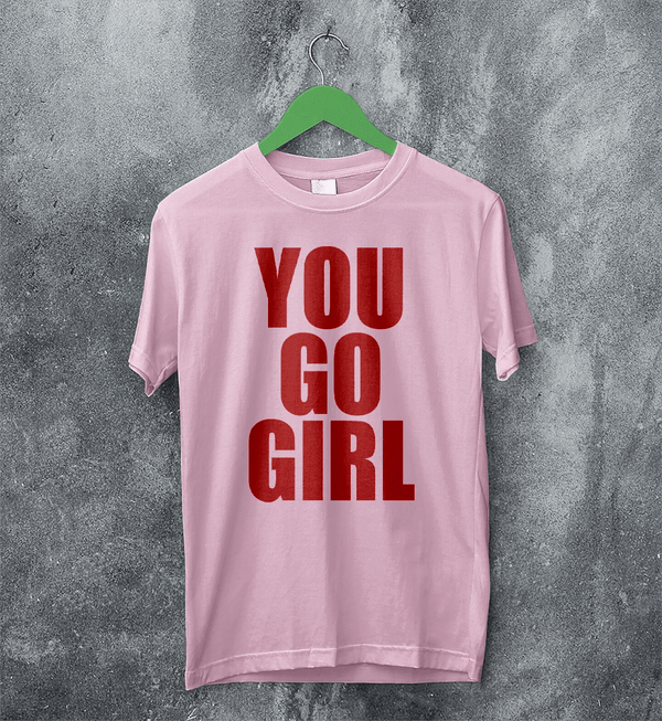Jax Iconic T-Shirt Quote Women's Day Shirt You Go Girl Happy Bunny Tee - Light Pink - WorldWideShirt
