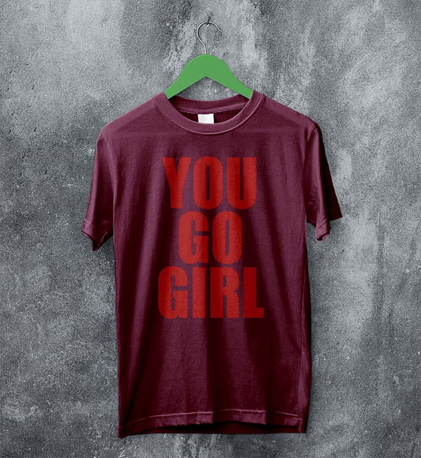 Jax Iconic T-Shirt Quote Women's Day Shirt You Go Girl Happy Bunny Tee - Red Maroon - WorldWideShirt
