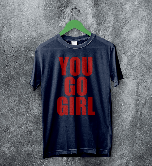 Jax Iconic T-Shirt Quote Women's Day Shirt You Go Girl Happy Bunny Tee - Navy Blue - WorldWideShirt
