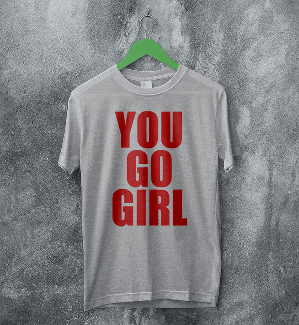 Jax Iconic T-Shirt Quote Women's Day Shirt You Go Girl Happy Bunny Tee - Sport Grey - WorldWideShirt