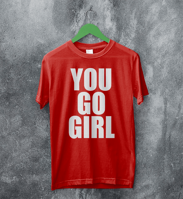 Jax Iconic T-Shirt Quote Women's Day Shirt You Go Girl Happy Bunny Tee - Red - WorldWideShirt
