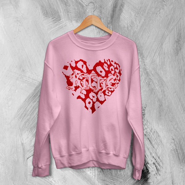 Kittie Love Logo Sweatshirt Metalcore Kittie Band Shirt Love Heavy Metal Crewneck - Light Pink - WorldWideShirt