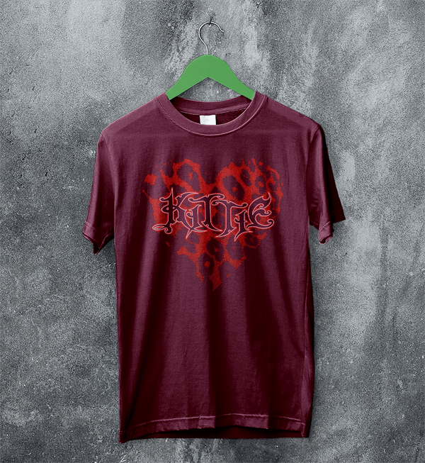 Kittie Love Logo T-Shirt Metalcore Kittie Band Shirt Love Heavy Metal Tee - Red Maroon - WorldWideShirt