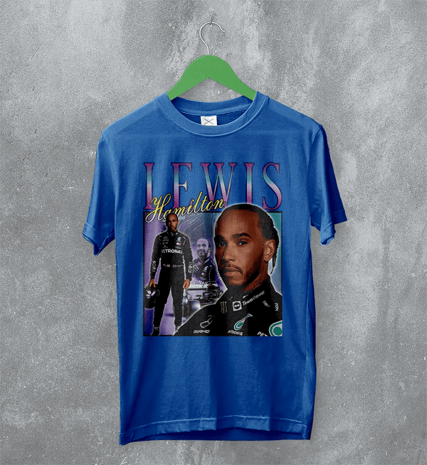 Lewis Hamilton T-Shirt Bootleg F1 Shirt MBE Sport FREng British Racing Merch - Royal Blue - WorldWideShirt