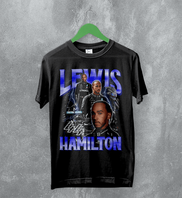 Lewis Hamilton T-Shirt MBE Bootleg F1 Shirt FREng British Racing Driver Merch - Black - WorldWideShirt
