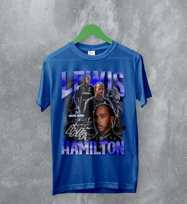 Lewis Hamilton T-Shirt MBE Bootleg F1 Shirt FREng British Racing Driver Merch - Royal Blue - WorldWideShirt