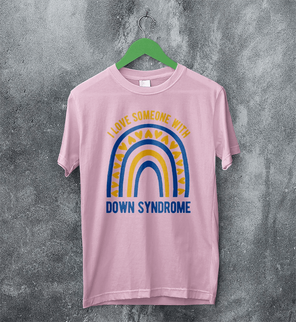 Love Down Syndrome T-shirt World Down Syndrome Day Shirt Rainbow Tee - Light Pink - WorldWideShirt