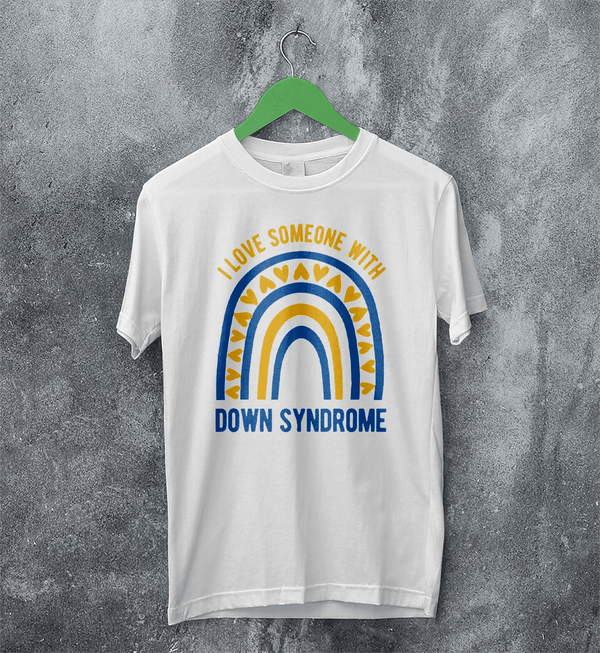 Love Down Syndrome T-shirt World Down Syndrome Day Shirt Rainbow Tee - White - WorldWideShirt