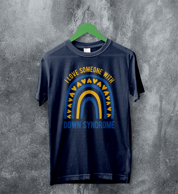 Love Down Syndrome T-shirt World Down Syndrome Day Shirt Rainbow Tee - Navy Blue - WorldWideShirt