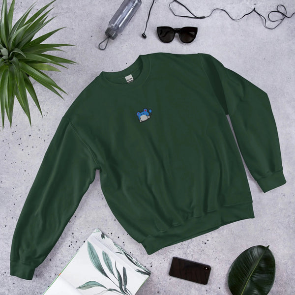Marill Embroidered Pokémon Sweatshirt – Minimalist Gen 1 Style - Forest Green - WorldWideShirt