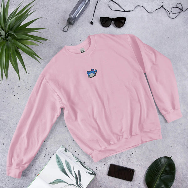 Marill Embroidered Pokémon Sweatshirt – Minimalist Gen 1 Style - Light Pink - WorldWideShirt