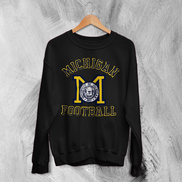 MICHIGAN University Sweatshirt Football Logo Shirt Michigan Football Merch - Black - WorldWideShirt