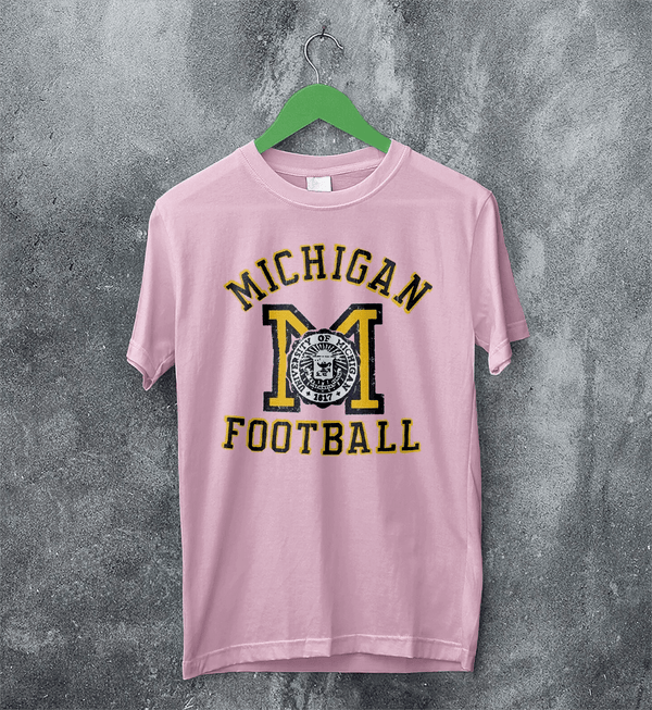 MICHIGAN University T-shirt Football Logo Shirt Michigan Football Merch - Light Pink - WorldWideShirt