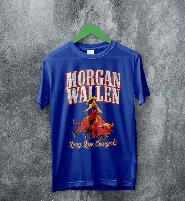 Morgan Wallen T-Shirt Morgan Wallen Long Live Cowgirls Shirt Western Concert Tee - Royal Blue - WorldWideShirt