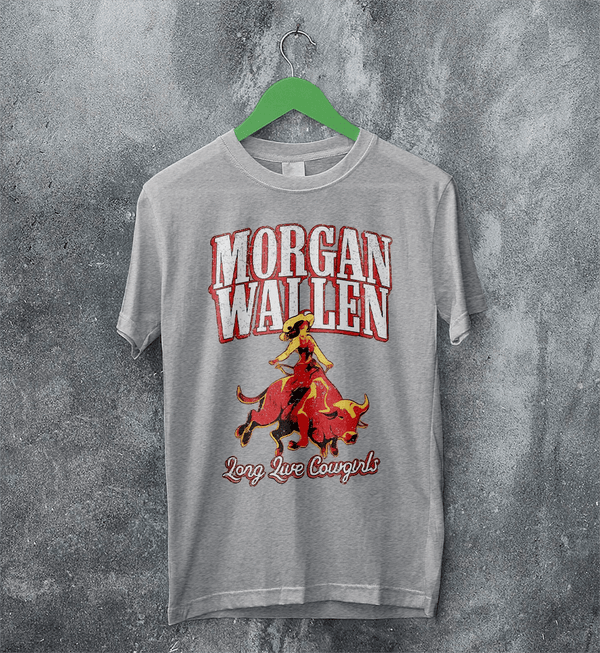 Morgan Wallen T-Shirt Morgan Wallen Long Live Cowgirls Shirt Western Concert Tee - Sport Grey - WorldWideShirt