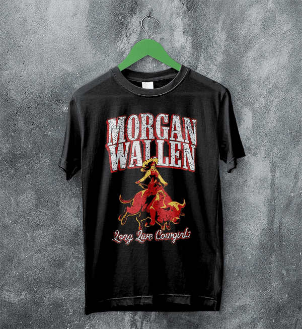 Morgan Wallen T-Shirt Morgan Wallen Long Live Cowgirls Shirt Western Concert Tee - Black - WorldWideShirt