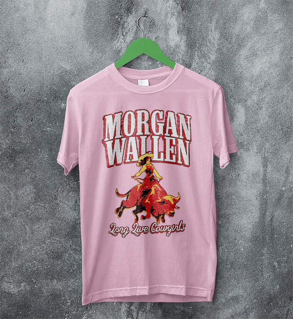 Morgan Wallen T-Shirt Morgan Wallen Long Live Cowgirls Shirt Western Concert Tee - Light Pink - WorldWideShirt