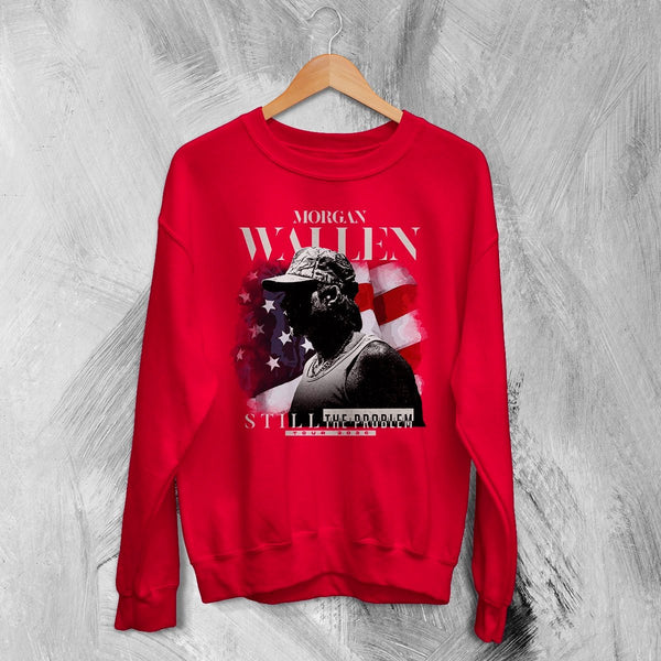 Morgan Wallen Tour Sweatshirt Still the Problem Morgan Wallen Shirt Concert Crewneck - Red - WorldWideShirt