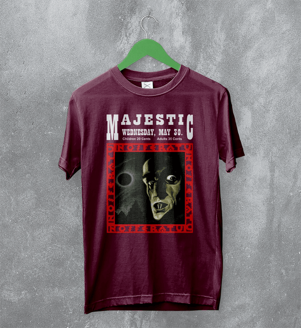 Nosferatu The Majestic T-Shirt Majestic Nightmare Shirt Horror Movie Tee - Red Maroon - WorldWideShirt
