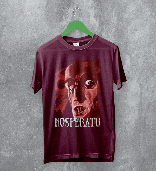 Nosferatu Vampire T-Shirt Horror Nosferatu Shirt Nightmare Movie Tee - Red Maroon - WorldWideShirt