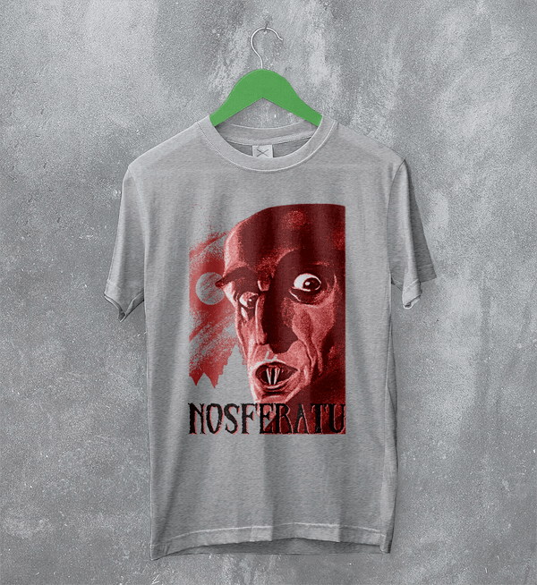 Nosferatu Vampire T-Shirt Horror Nosferatu Shirt Nightmare Movie Tee - Sport Grey - WorldWideShirt