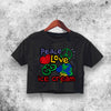 Peace Love and Ice Cream Crop Top Peace Love Shirt Aesthetic Y2K Shirt - WorldWideShirt