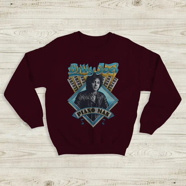 Piano Man Sweatshirt Billy Joel Shirt Pop Music Rock and Roll to Me Merch - Red Maroon - WorldWideShirt
