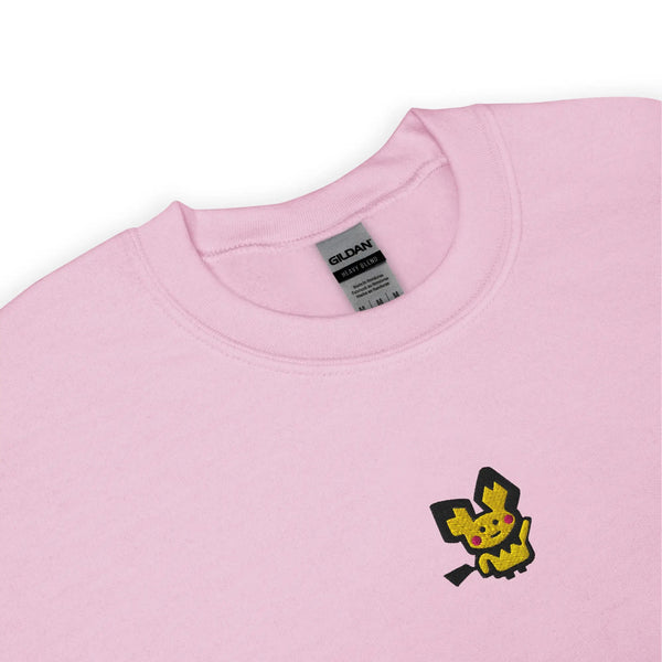 Pichu Embroidered Pokémon Sweatshirt – Minimalist Gen 1 Style - Light Pink - WorldWideShirt
