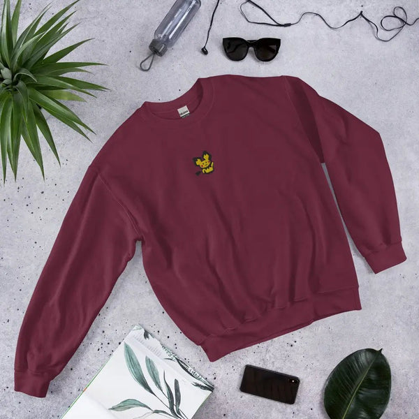 Pichu Embroidered Pokémon Sweatshirt – Minimalist Gen 1 Style - Red Maroon - WorldWideShirt