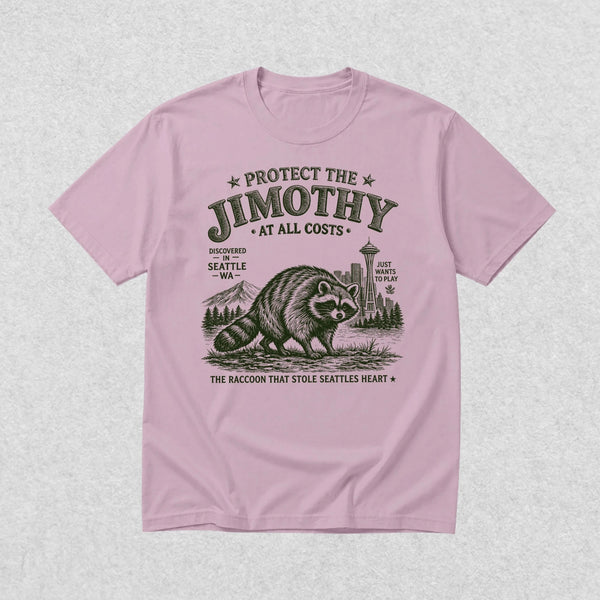 Protect The Jimothy T-Shirt Seattle Raccoon Lover Shirt Jimothy At All Costs Tee - Light Pink - WorldWideShirt