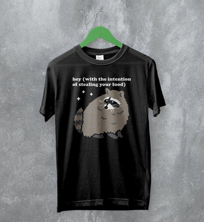 Raccoon T-Shirt Hey Stealing Your Food Shirt Funny Joke Tee - WorldWideShirt