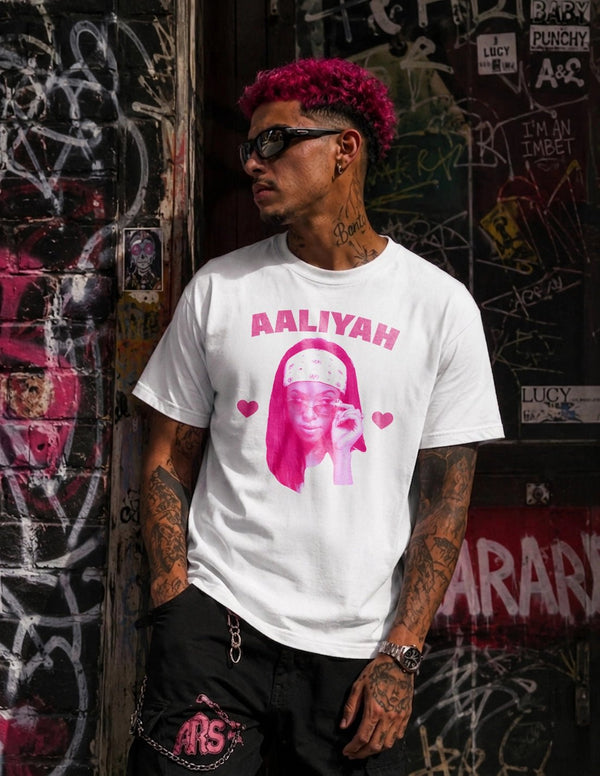 Retro Aaliyah T-Shirt Hip Hop Aaliyah Bootleg Shirt Vintage Queen of Urban Pop Tee - White - WorldWideShirt
