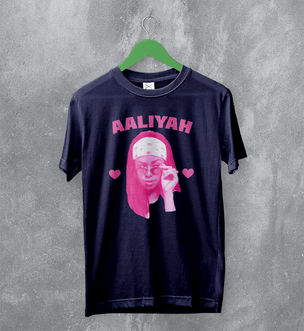 Retro Aaliyah T-Shirt Hip Hop Aaliyah Bootleg Shirt Vintage Queen of Urban Pop Tee - Navy Blue - WorldWideShirt