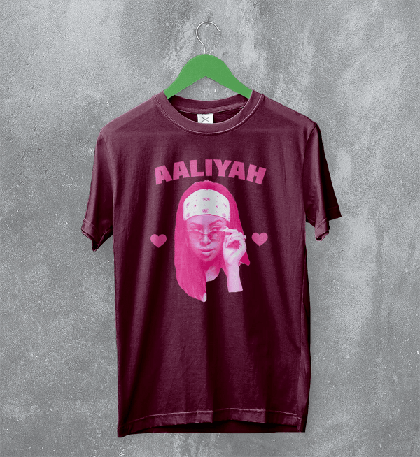 Retro Aaliyah T-Shirt Hip Hop Aaliyah Bootleg Shirt Vintage Queen of Urban Pop Tee - Red Maroon - WorldWideShirt