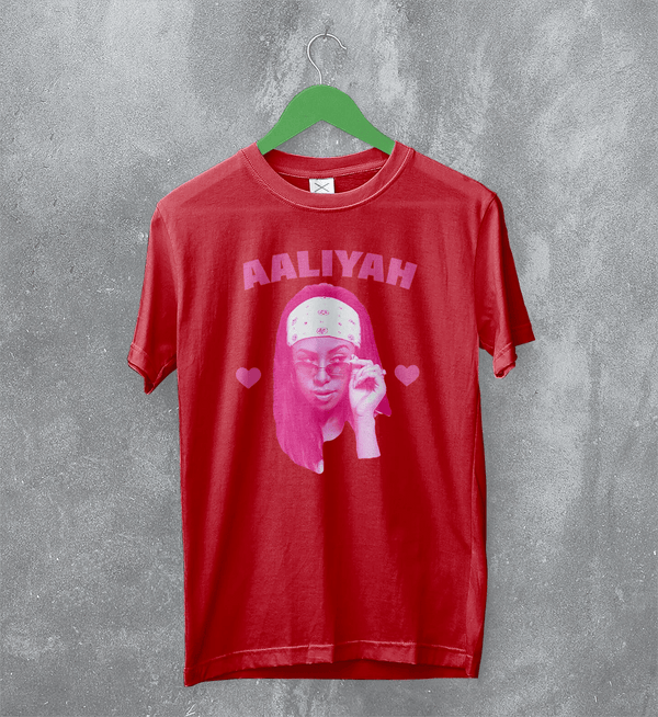 Retro Aaliyah T-Shirt Hip Hop Aaliyah Bootleg Shirt Vintage Queen of Urban Pop Tee - Red - WorldWideShirt