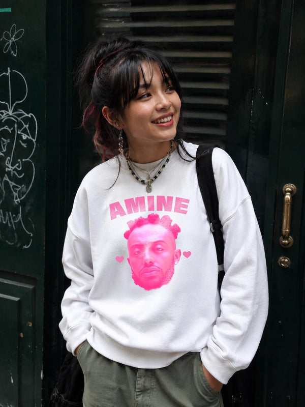 Retro Amine Sweatshirt Rapper Amine Shirt Vintage Aminé Hiphop Rap Music Crewneck - White - WorldWideShirt
