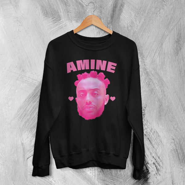 Retro Amine Sweatshirt Rapper Amine Shirt Vintage Aminé Hiphop Rap Music Crewneck - Black - WorldWideShirt