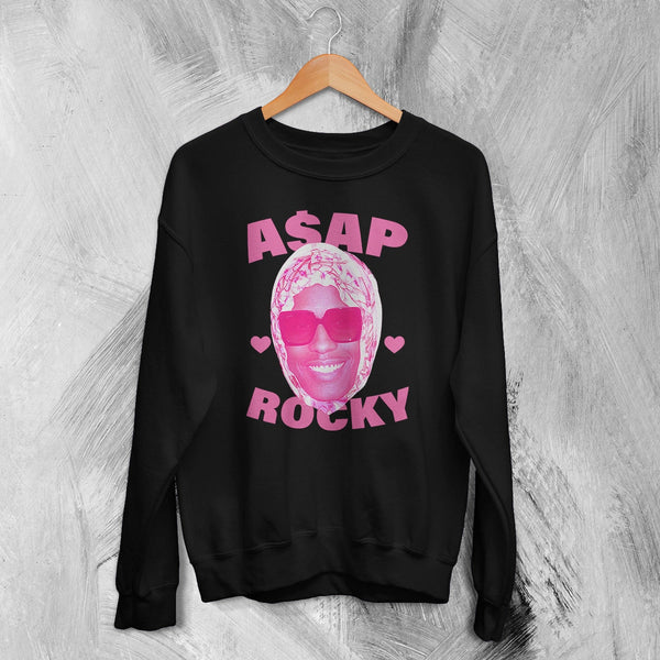 Retro Asap Rocky Sweatshirt Vintage Flacko ASAP Rocky Rap Shirt Hiphop Crewneck - Black - WorldWideShirt