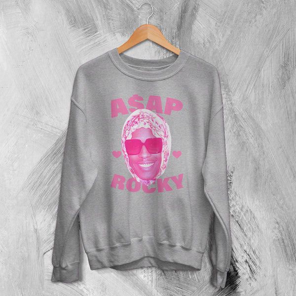 Retro Asap Rocky Sweatshirt Vintage Flacko ASAP Rocky Rap Shirt Hiphop Crewneck - Sport Grey - WorldWideShirt