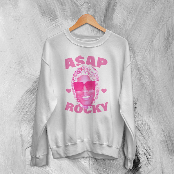 Retro Asap Rocky Sweatshirt Vintage Flacko ASAP Rocky Rap Shirt Hiphop Crewneck - White - WorldWideShirt