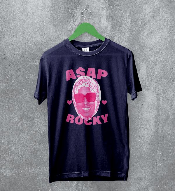 Retro Asap Rocky T-Shirt Vintage Flacko ASAP Rocky Rap Shirt Hiphop Tee - Navy Blue - WorldWideShirt