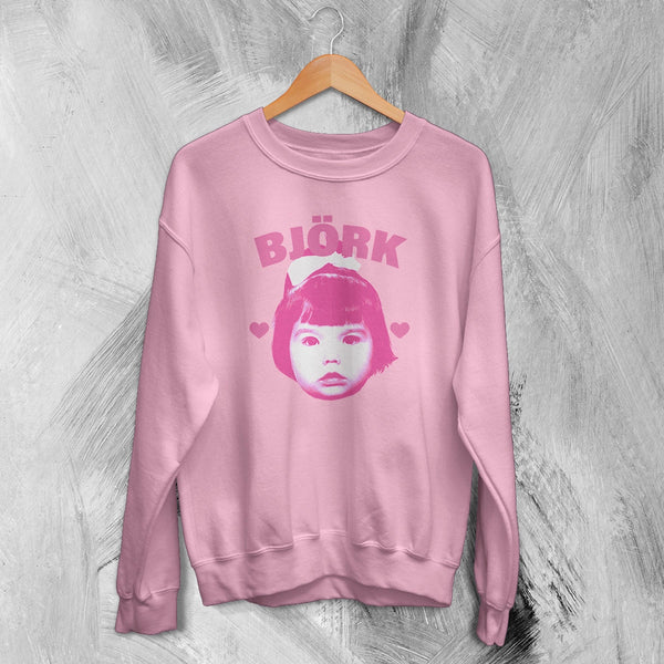 Retro Bjork Sweatshirt Pop Bjork Shirt Vintage Greatest Hits Graphic Crewneck - Light Pink - WorldWideShirt