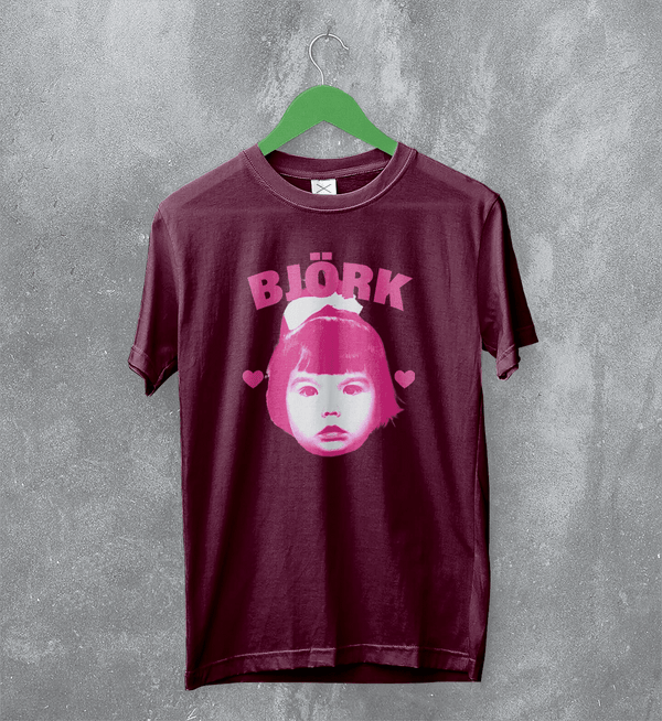 Retro Bjork TShirt Pop Bjork Shirt Vintage Greatest Hits Graphic Tee - Red Maroon - WorldWideShirt
