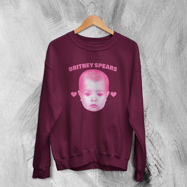 Retro Britney Spears Sweatshirt Britney Spears Pop Princess Shirt Vintage Music Crewneck - Red Maroon - WorldWideShirt