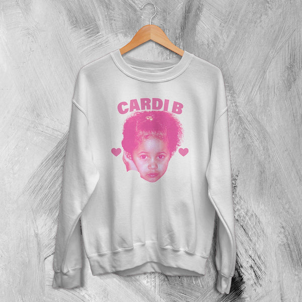 Retro Cardi B Sweatshirt Rap Cardi B Concert Shirt Music Rapper Crewneck - White - WorldWideShirt