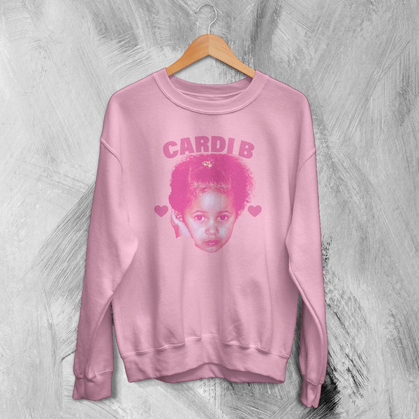 Retro Cardi B Sweatshirt Rap Cardi B Concert Shirt Music Rapper Crewneck - Light Pink - WorldWideShirt