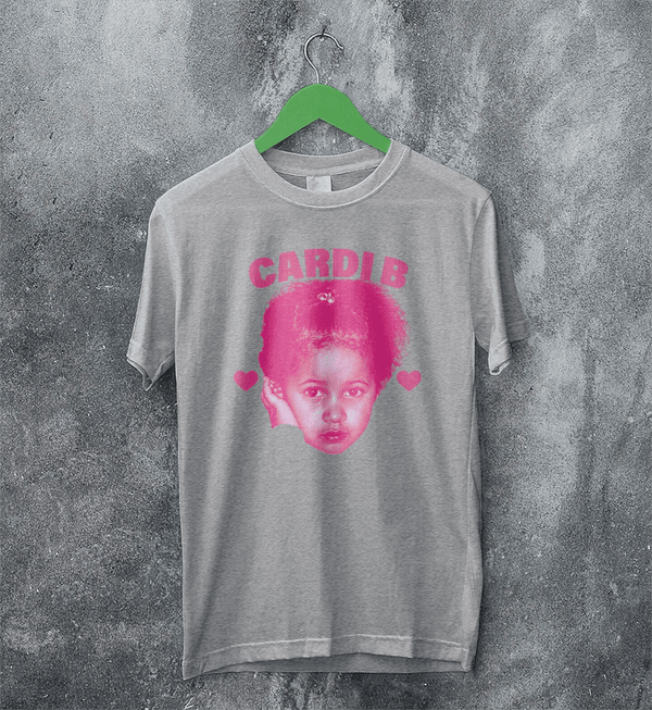 Retro Cardi B T-Shirt Rap Cardi B Concert Shirt Music Rapper Tee - Sport Grey - WorldWideShirt