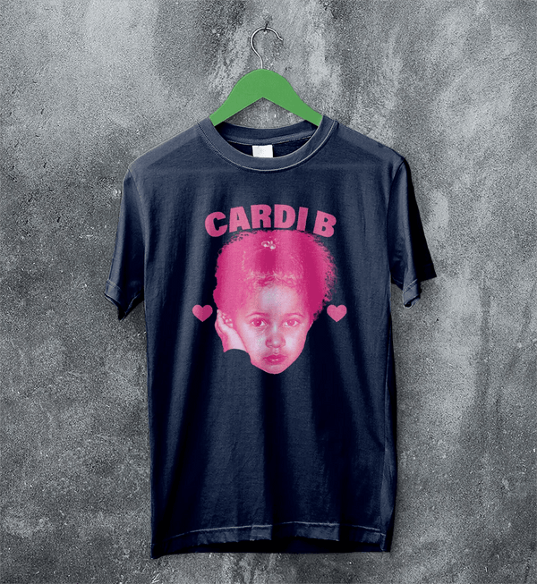 Retro Cardi B T-Shirt Rap Cardi B Concert Shirt Music Rapper Tee - Navy Blue - WorldWideShirt