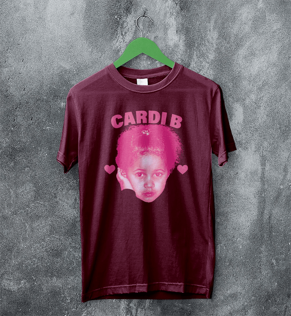 Retro Cardi B T-Shirt Rap Cardi B Concert Shirt Music Rapper Tee - Red Maroon - WorldWideShirt